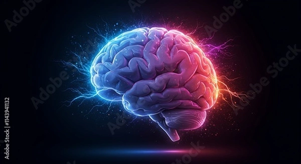 Fototapeta High-Tech Brain Visualization . neural activity and creative energy technology, medicine, and futuristic concepts artificial intelligence, innovation, and digital art neural activity