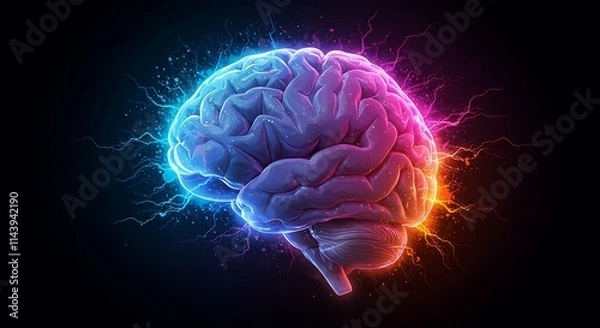Fototapeta High-Tech Brain Visualization . neural activity and creative energy technology, medicine, and futuristic concepts artificial intelligence, innovation, and digital art neural activity