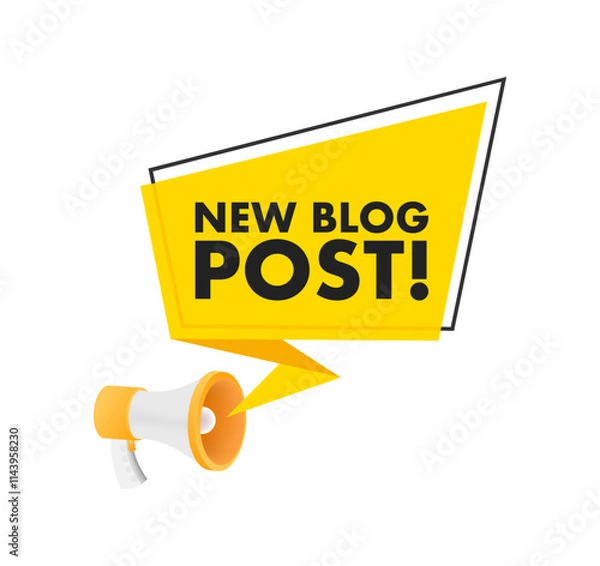 Fototapeta Megaphone announcing new blog post with speech bubble