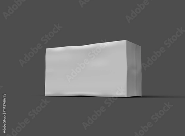 Obraz Rendered image of a white rectangular dented box on a dark background