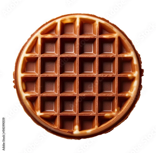 Obraz Classic Round Chocolate Waffle with Golden Highlights