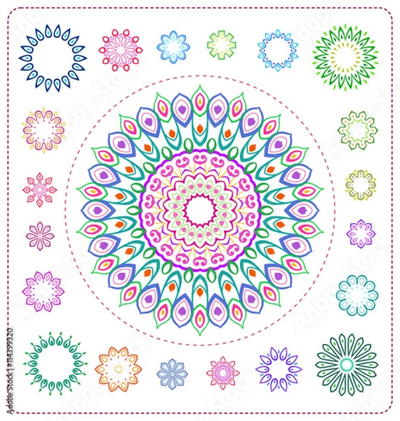 Fototapeta set of colorful mandala illustration in vector format for various use