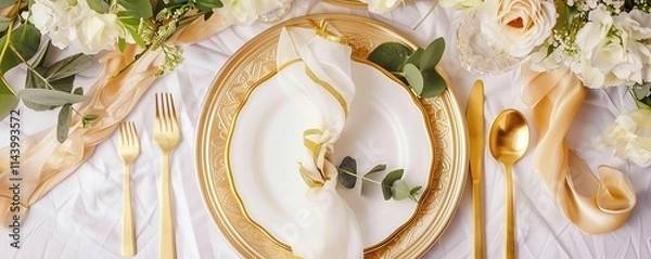 Obraz Elegant Table Setting with Gold Accents