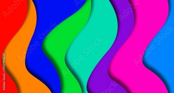 Obraz Multi layers soft colorful texture 3D papercut layers in gradient wallpaper banner. Abstract paper cut art background design for website template. concept or smooth origami paper cut