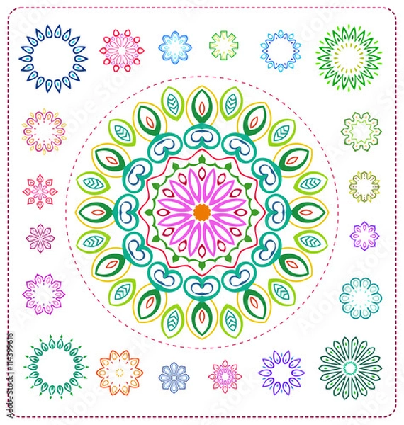 Fototapeta set of colorful mandala illustration in vector format for various use
