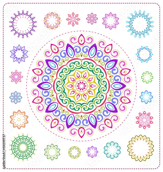 Fototapeta set of colorful mandala illustration in vector format for various use