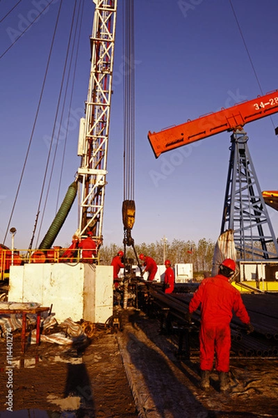 Fototapeta Oil pump, oil industry equipment