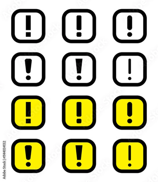 Obraz Notification icon set vector. Black, yellow color