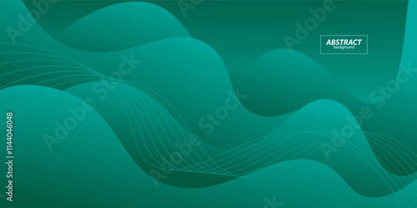 Fototapeta Bright green abstract background with paper cut with liquid bright gradient color in the background. Geometric wavy shape pattern. Vector Eps10