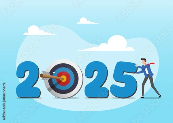 Fototapeta businessman changing year to 2025 target