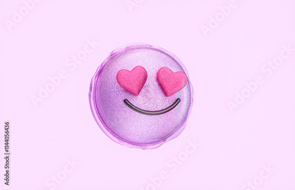 Fototapeta Smile face emoticon in Valentine's day concept. 3d rendering