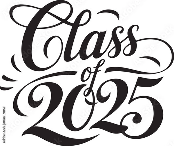 Fototapeta Class of 2025 - Elegant Graduation Design silhouette vector 