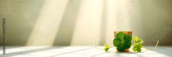 Fototapeta Minimalistic St. Patrick's Day Clover with Soft Illumination