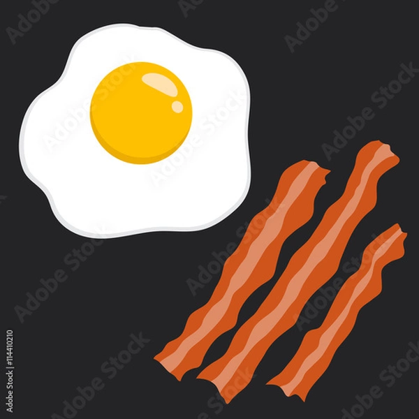 Fototapeta Bacon And Egg Vector Illustration