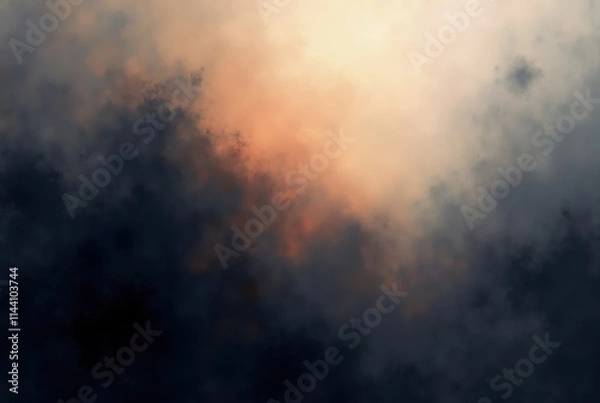 Obraz Dark smoke filling sky creating dramatic scene during sunset