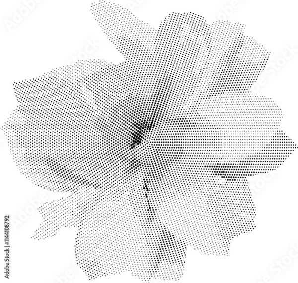 Obraz flower with a dotted halftone pattern on a white backing
