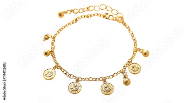 Obraz Stunning Delicate Gold Bracelet Adorned with Charms Perfect for Everyday Wear or Special Occasions.