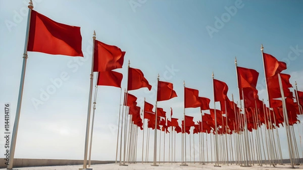 Fototapeta Set of red flags Ai generator