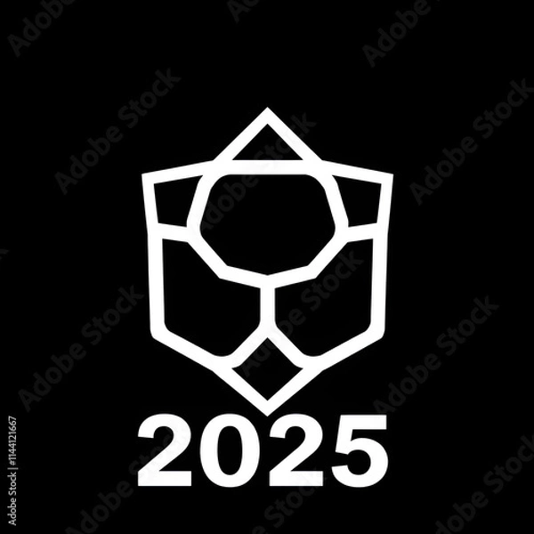 Fototapeta Geometric logo design for 2025, utilizing intense jet black with deep shadows, emphasizing balance, symmetry, and visual clarity.jpg