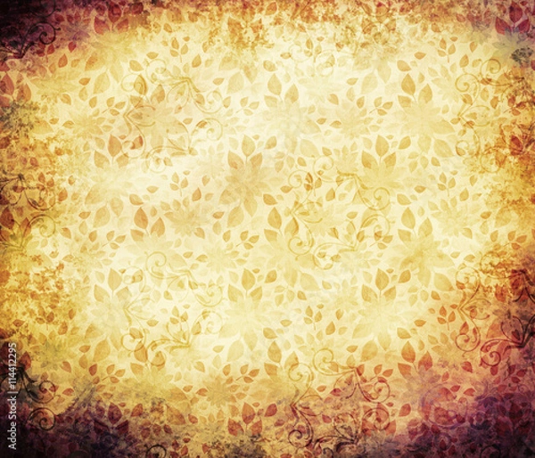 Fototapeta Ancient grunge background vignette, yellow