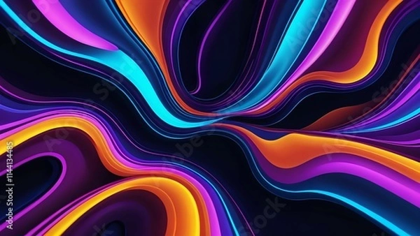 Fototapeta Vibrant abstract background with dynamic flowing neon colors; perfect for modern designs and digital art projects.