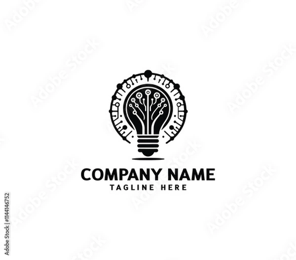 Fototapeta Vector technology bulb logo design. Tech lightbulb logo designs concept. technology, bulb logo design