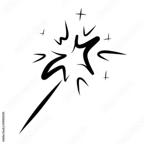 Fototapeta Burning sparkling wand starfire illustration vector graphic