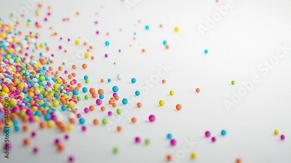 Obraz Colorful small balls scattered on white surface.