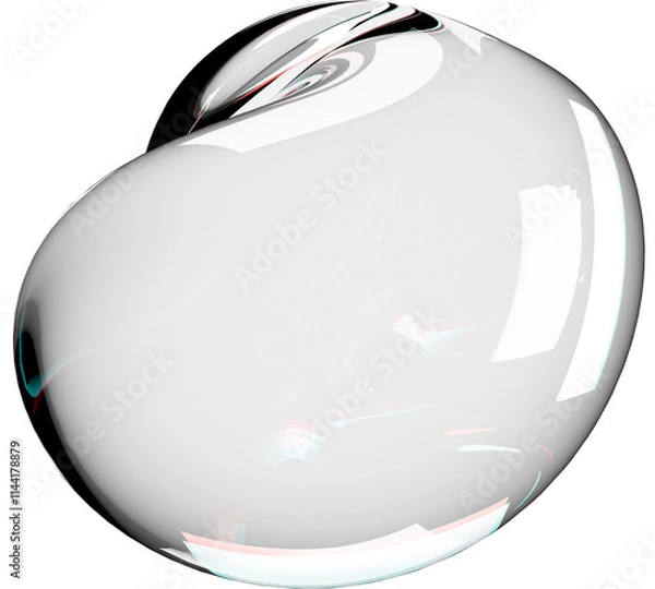 Fototapeta Abstract 3D glass sphere with holographic reflections, featuring a futuristic and transparent design. Perfect for tech-inspired visuals, digital art