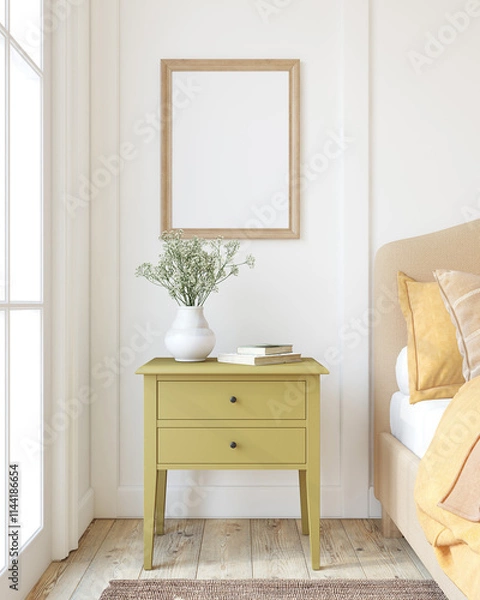 Obraz Modern bedroom interior. Frame mockup. 3d render.