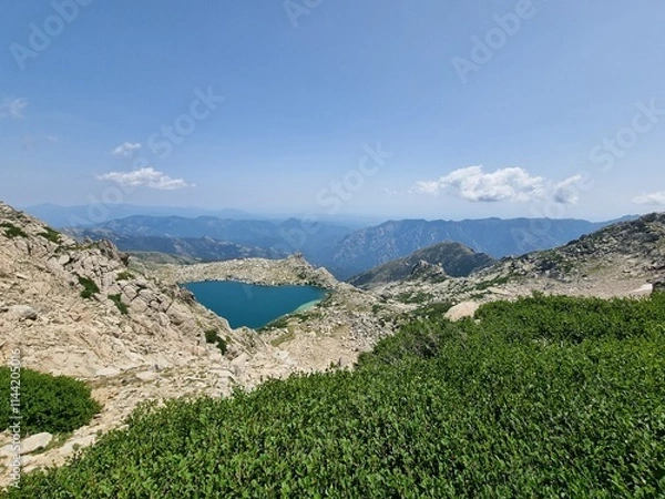 Obraz monte renoso and lake bastani (lac de bastani), corsica