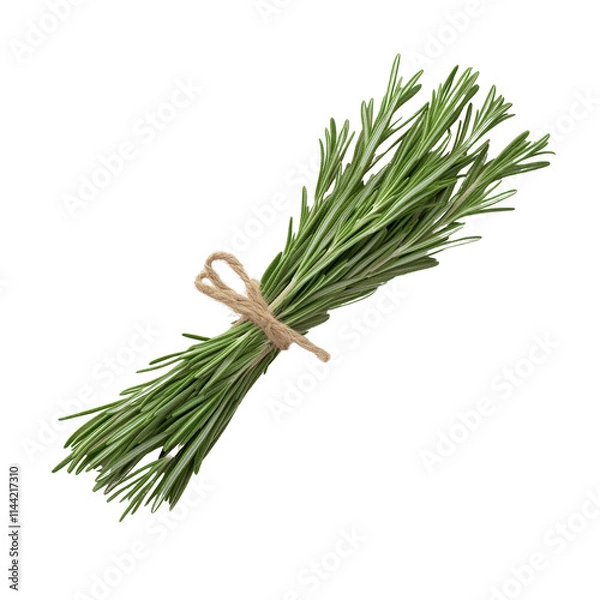Fototapeta Fresh rosemary bundle tied with twine, perfect for cooking and garnishing. This aromatic herb adds flavor and fragrance to various dishes, enhancing culinary experiences