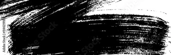 Fototapeta Abstract background with brush strokes and rough paint lines. Geometric black and white pattern with vintage effect. Flat vector illustration isolated