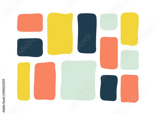 Obraz Doodle text box. Hand drawn bubble shapes and frames Kids color text shape. Organic child free form. Abstract square speech blobs for dialog. Simple set for bullet journal with punctuation marks for