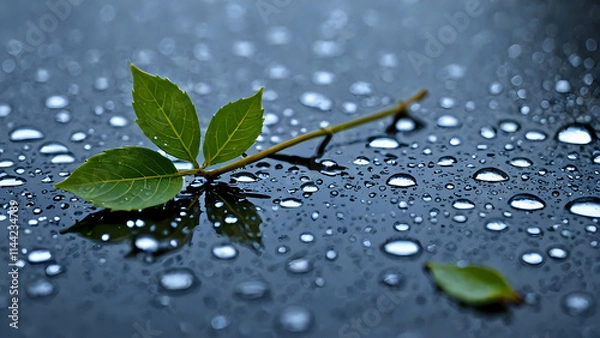 Obraz water drops on leaf