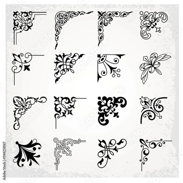 Obraz Vintage design elements corners for frames set 1