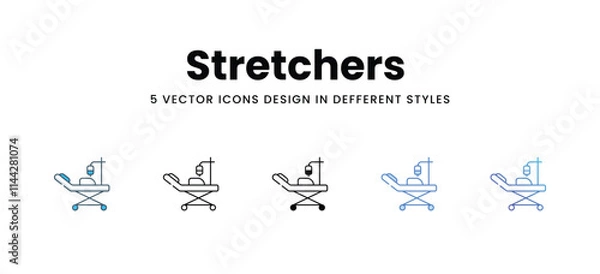 Fototapeta Stretchers icons in different style vector stock illustration