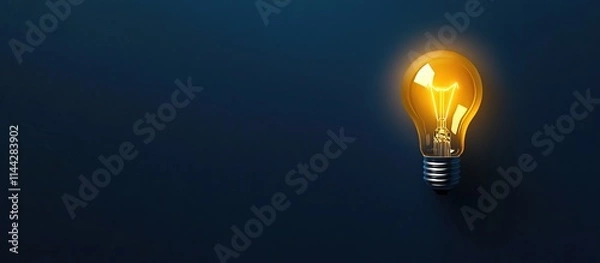 Obraz Glowing light bulb on a blue background