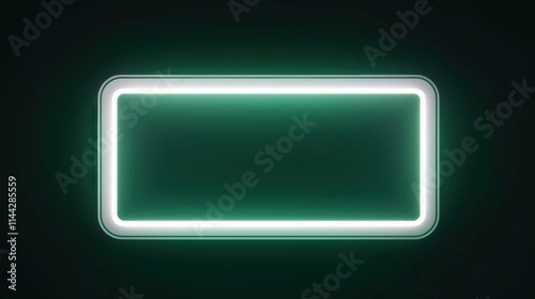 Obraz Modern Rectangular Luminous Frame on Dark Green Gradient Background, Futuristic Display Design
