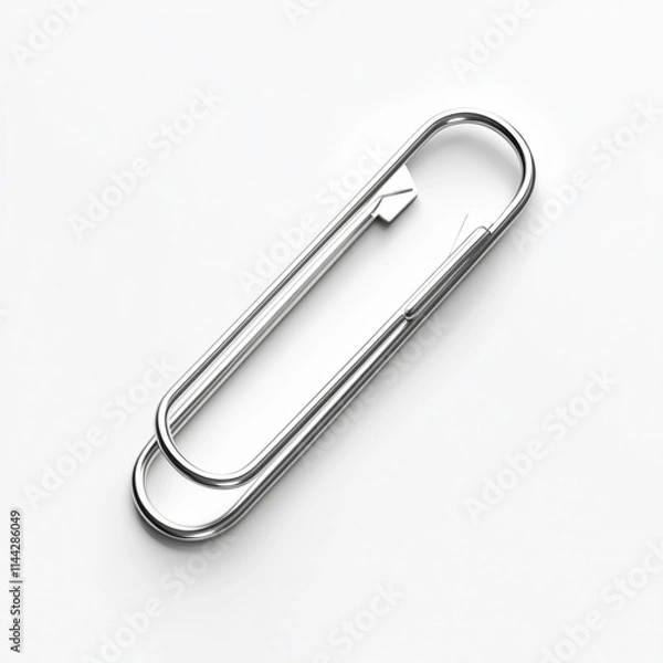 Fototapeta shiny paper clip isolated on white background, perfect for organization