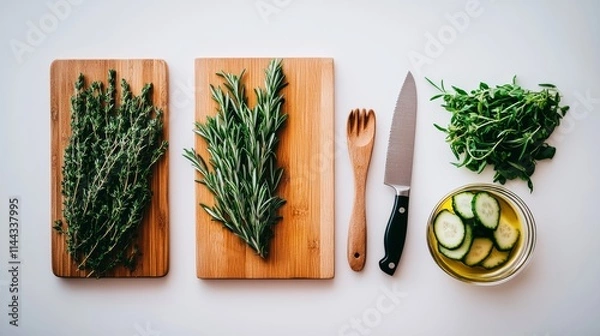 Fototapeta A minimalist kitchen background with a clean, simple surface, perfect for food preparation.