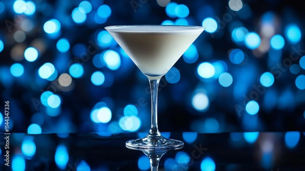Fototapeta 青い背景のクリーミーなカクテル