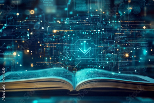 Fototapeta Education internet online digital technology concept. E-learning education, online internet course lessons. consulting, e-learning concept background. Banner 