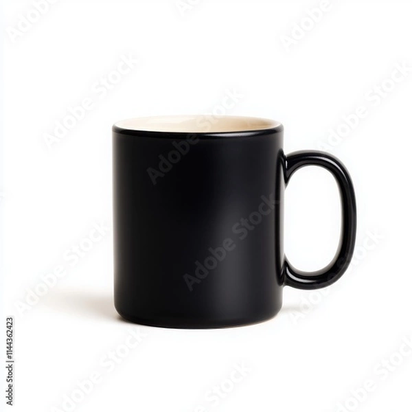 Obraz Black ceramic coffee mug on a white isolate background.