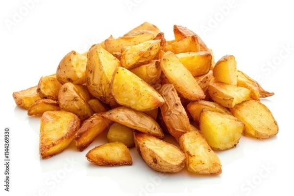 Fototapeta heap of fried potatoes isolated on white background  top view