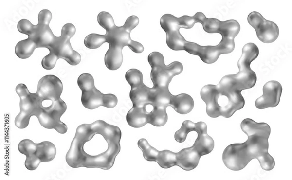 Obraz 3d abstract silver blob shapes vector set