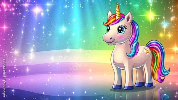 Fototapeta cartoon unicorn rainbow sparkles celebration