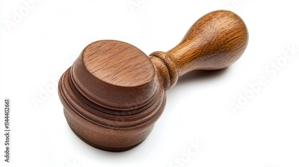Fototapeta Rubber Stamp: A classic rubber stamp with a wooden handle, isolated on a clean white background. 
