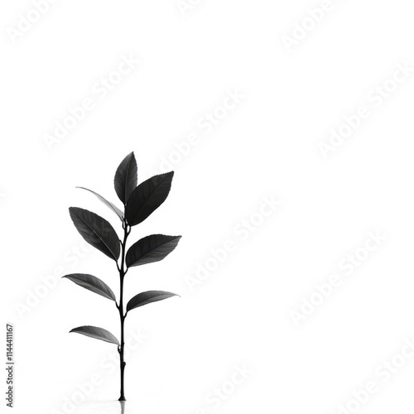 Fototapeta Monochrome plant sprig on white.