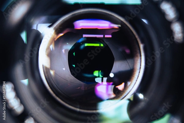 Fototapeta Closeup macro image of camera lens barrel for background